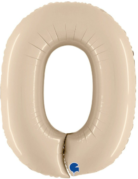 Folienballon - Zahl 0: Creme - ø 102cm